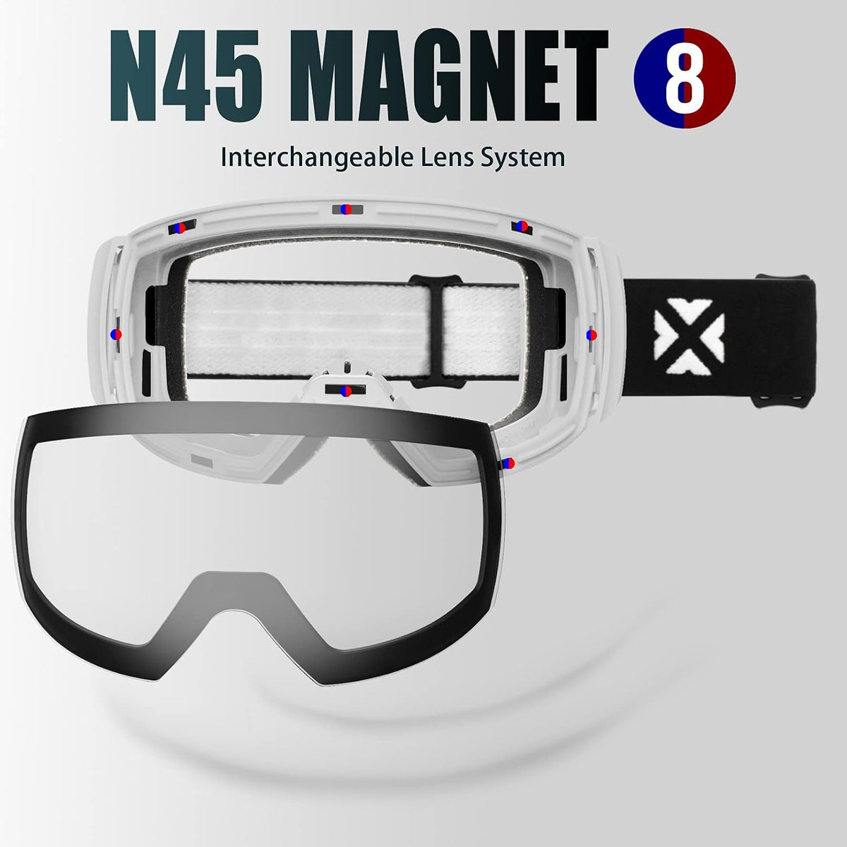 Ski Goggles Men Women,OTG Snow Goggles with Magnetic Interchangeable Anti-Fog HD Lens UV Protection M6