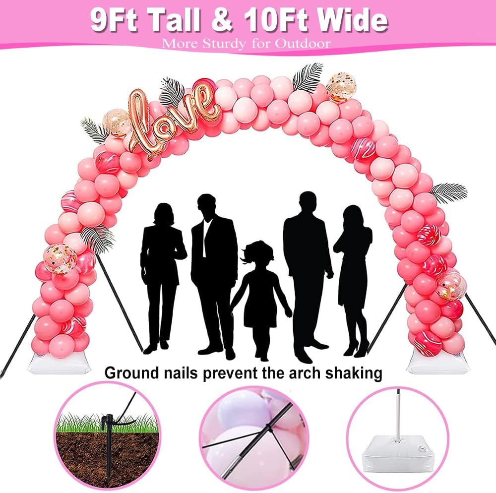 Balloon Arch Kit and Balloon Pump, 9Ft Tall & 10Ft Wide Adjustable Balloon Arch Stand Kit with Electric Pump