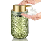 Green and Gold Glass Foaming Hand Soap Dispenser