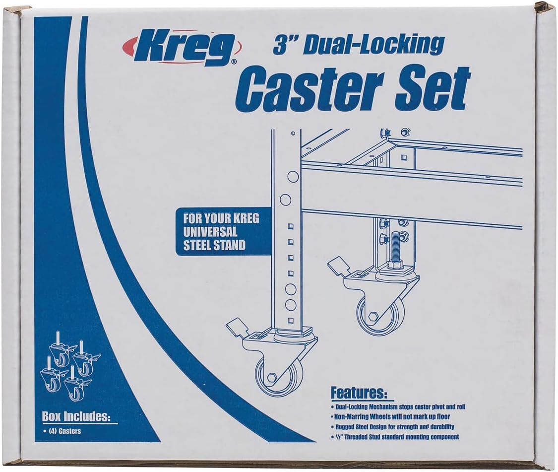 PRS3090 3-Inch Dual-Locking Caster Set, 4 Piece, Silver