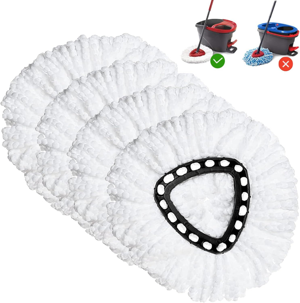 Spin Mop Replacement Head 4 Pack Mop Refill Compatible with Ocedar Triangle Swivel Mops Microfiber Swivel Mop