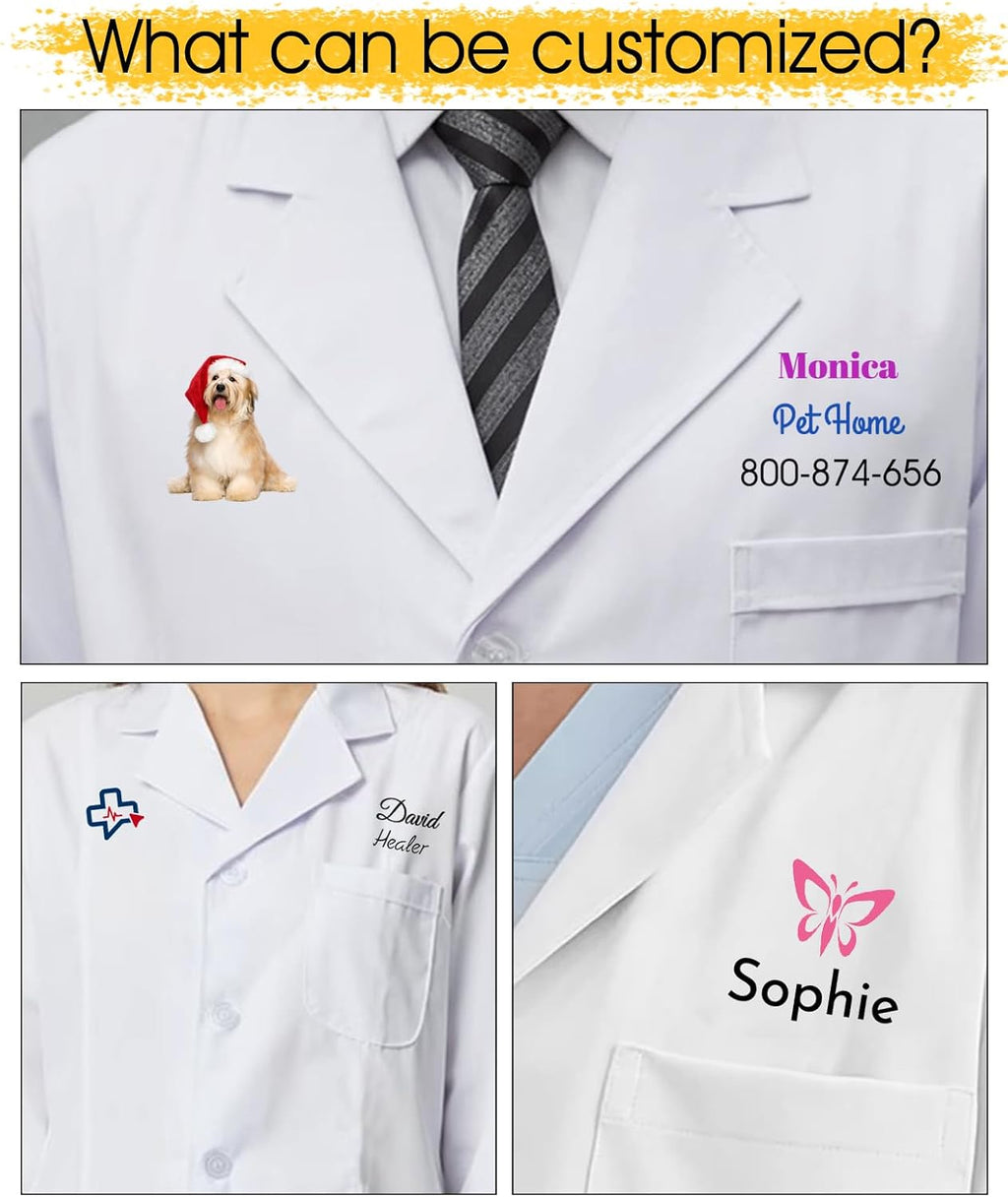 Personalized Lab Coat with Logo Name Custom Medical Coats Jacket Men Women White Long Chemistry Scrubs for Doctor