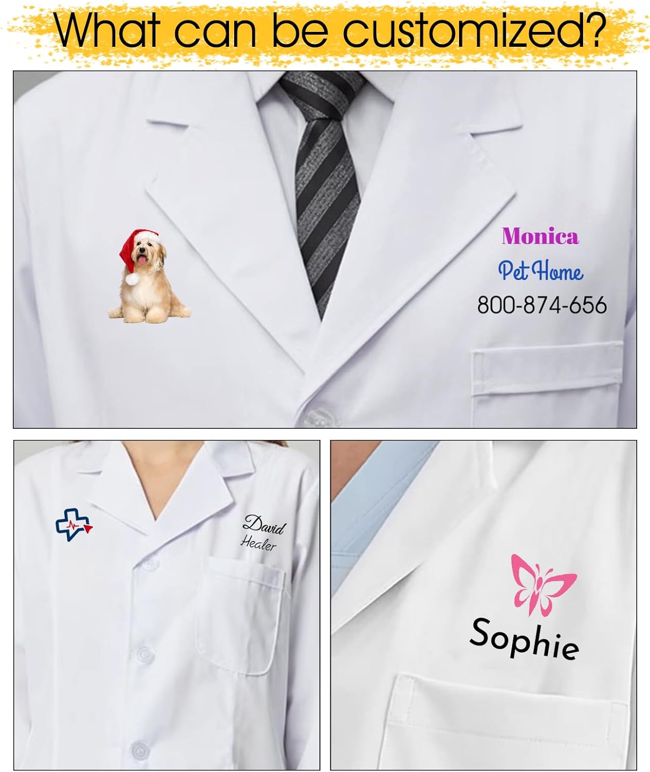 Personalized Lab Coat with Logo Name Custom Medical Coats Jacket Men Women White Long Chemistry Scrubs for Doctor