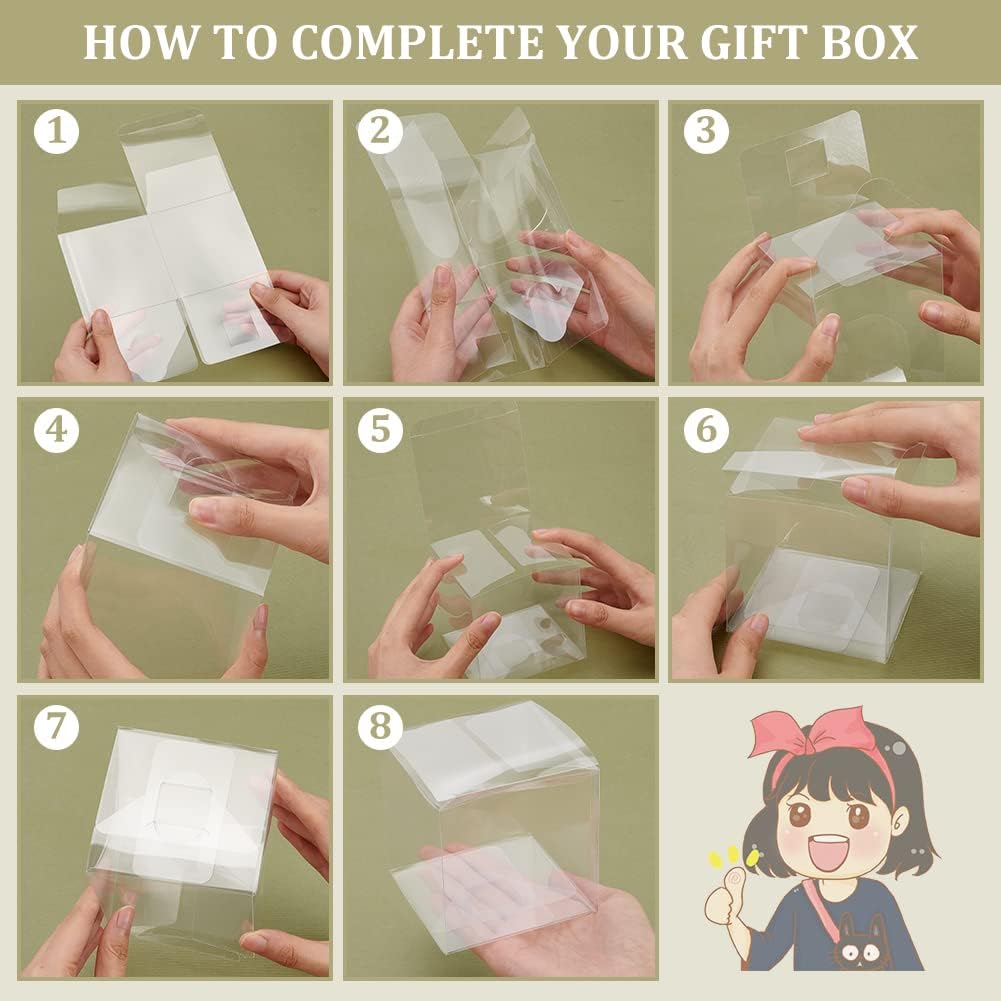 30 Pack 3.5x3.5x3.5 Inch Clear Plastic Easter Party Favor Box PVC Candy Gift Wrap Boxes for Wedding Party Candy