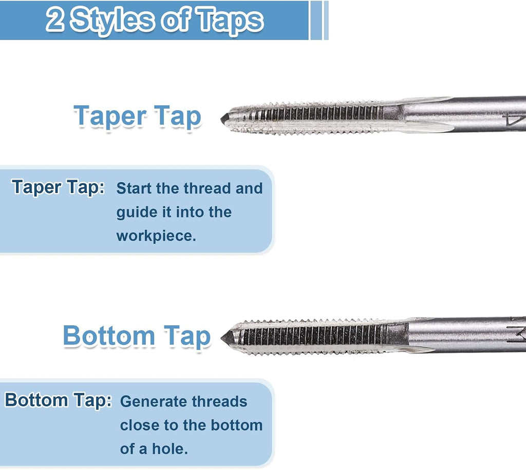 uxcell 4 Set Metric Hand Taps, M4 x 0.7 H2 Thread Taper + Bottom Tap, 9CrSi Alloy Tool Steel Screw Threading Milling Tapping Tool Kit