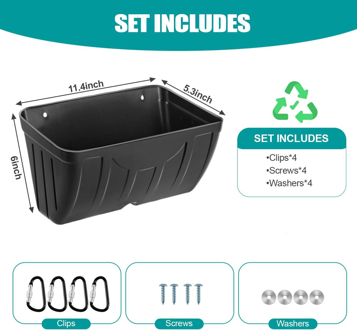 Chicken Feeder Waterer,Hanging Goat Feeders,5 Quart*2 Pack,Feeder Trough for Sheep Duck Poultry Dog, Fence Feeder