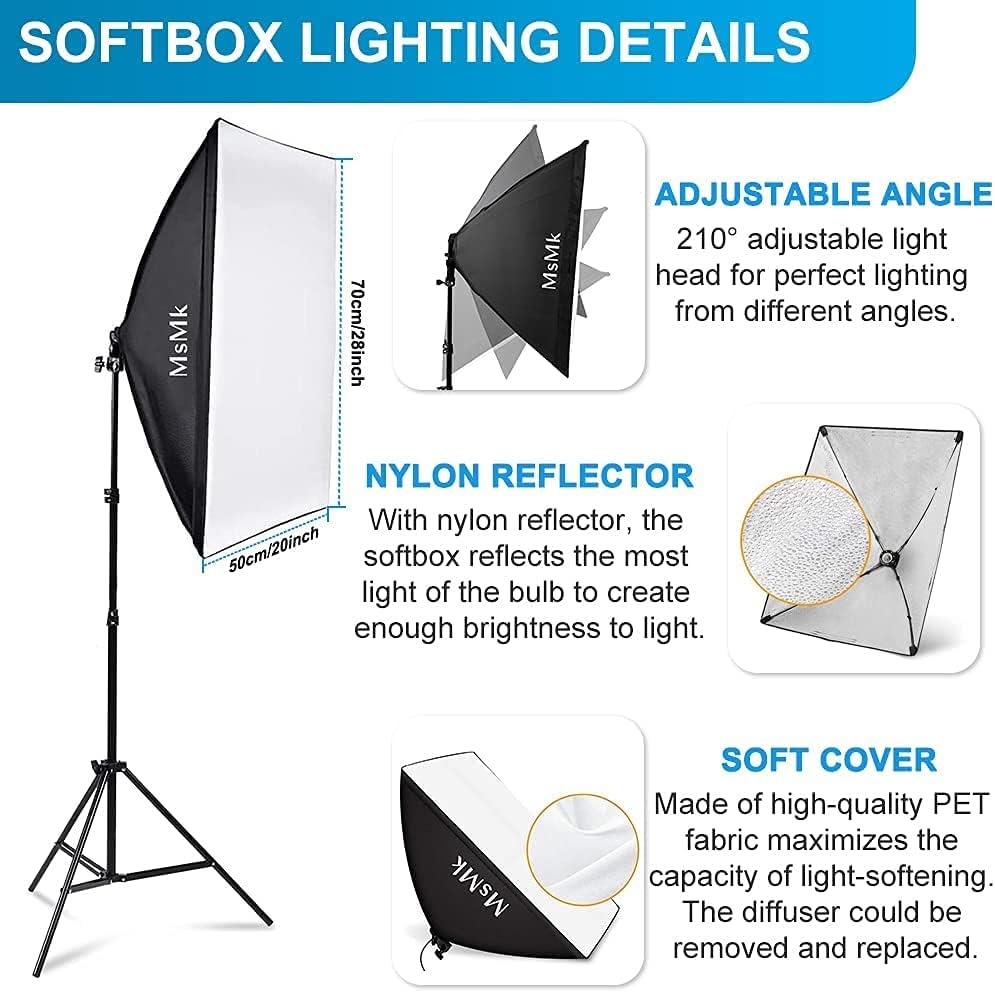 [Upgraded LED Bulb] Photography Lighting Kit 8.5x10ft Backdrop Support System and LED Softbox Set, 6400K Bulbs