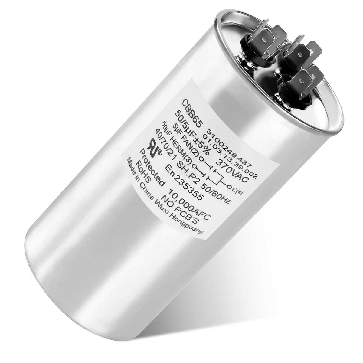 3313107.018 Capacitor Compatible with dometic RV Air Conditioner, 50/5uf±5%, 370VAC CBB65/CBB65A, Replaces 3316995.900, 3316348.900, 3100248.487