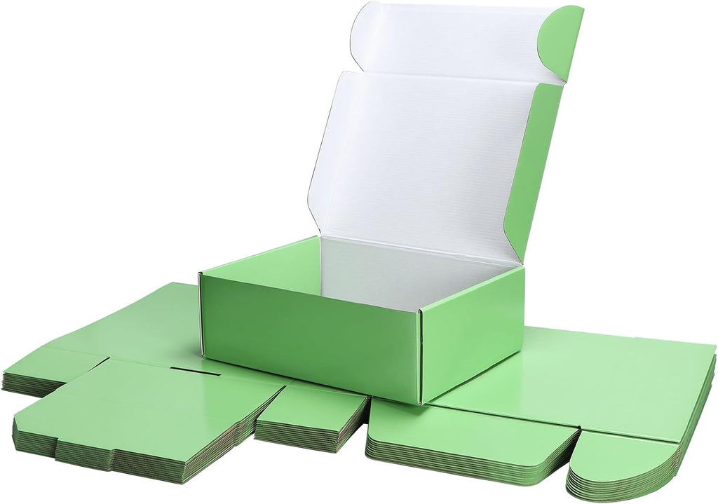 20 Pack 12x9x4 in Cardboard Shipping Boxes, Light Green Gift Box