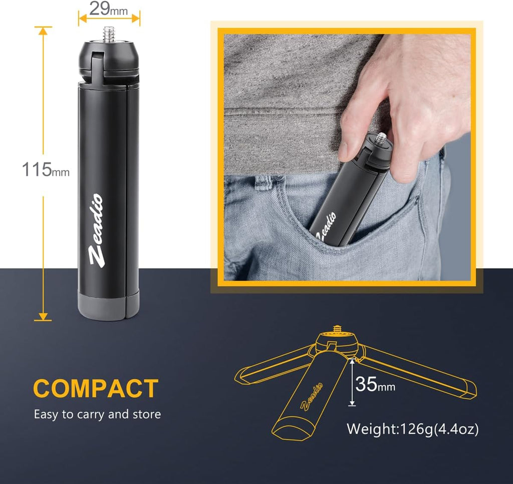 Metal Mini Tripod, Desktop Tabletop Stand Compact Tripod for Smooth 4, Osmo Mobile, Vimble 2, Gimbal Handle Grip
