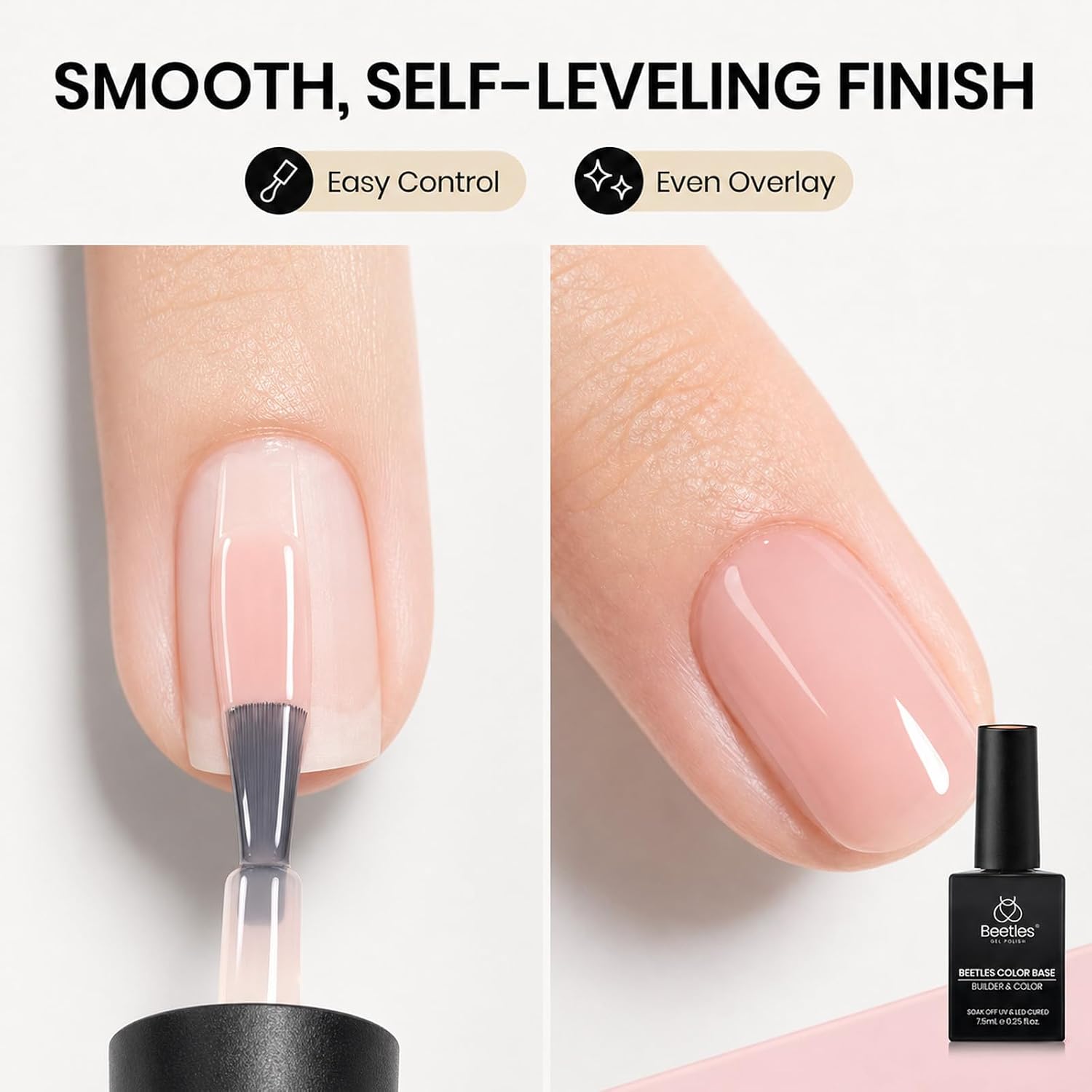 Beetles 6 Colors Rubber Base Gel Nail Polish Porcelain Pink 6Pcs 7.5ml | Nude Pink Glitter Base Color Gel Polish Set
