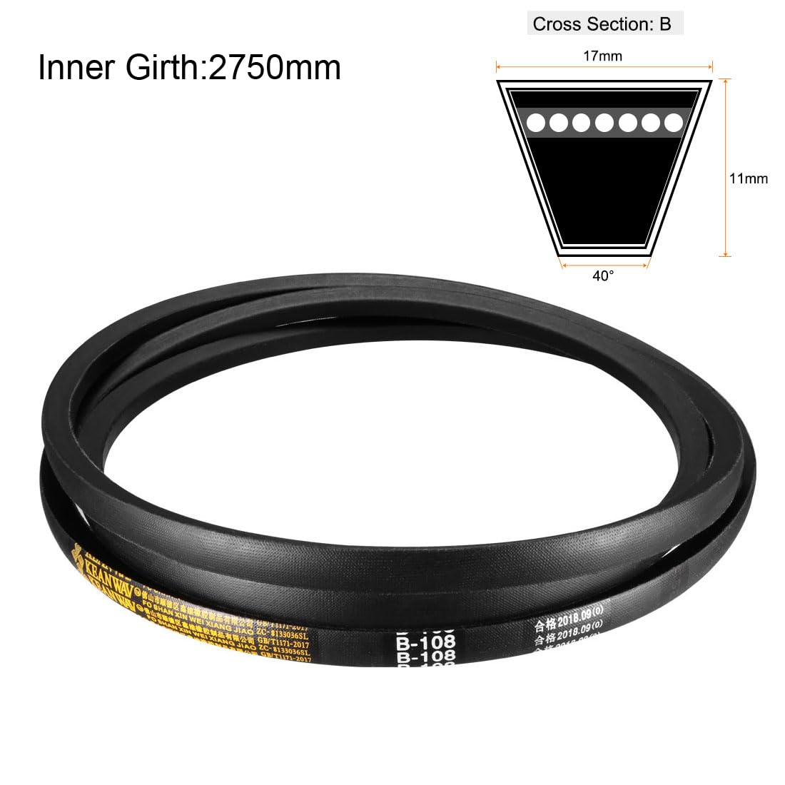 uxcell B-108 V-Belts 108" Inner Length, B-Section Rubber Drive Belt
