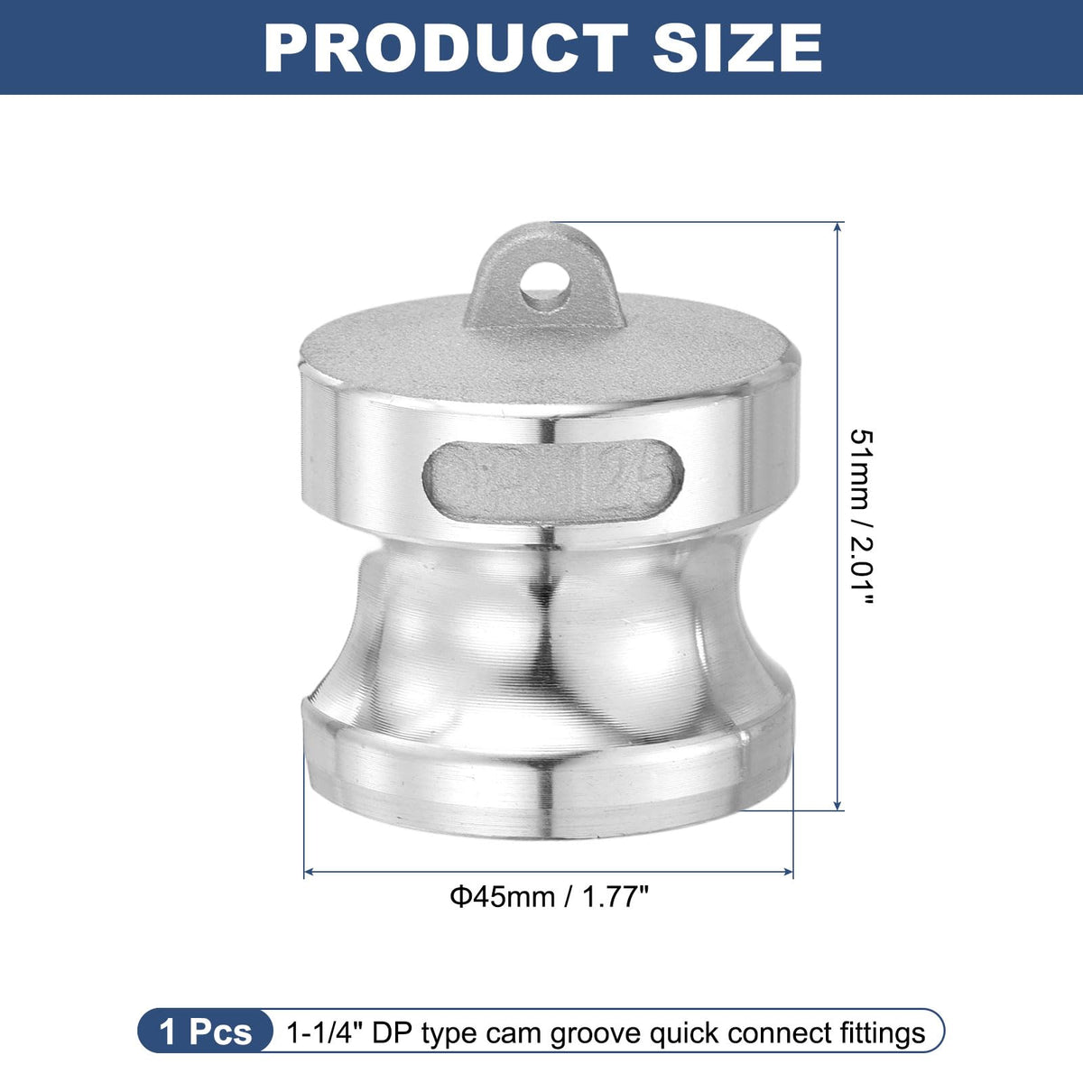 Kozelo Type DP 1-1/4" Aluminum Dust Plug Cam Lock Hose Fitting