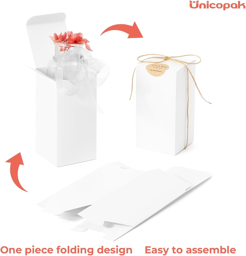 10 Pack 3x3x6 Inch Tall White Gift Boxes with Lids for Presents