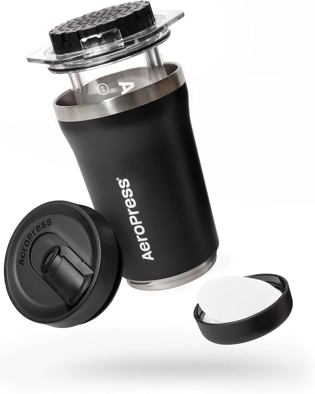 Go Plus, Small Portable Coffee Maker Kit, Travel, Camping & Office, All-in-One French Press, Pour-Over & Espresso