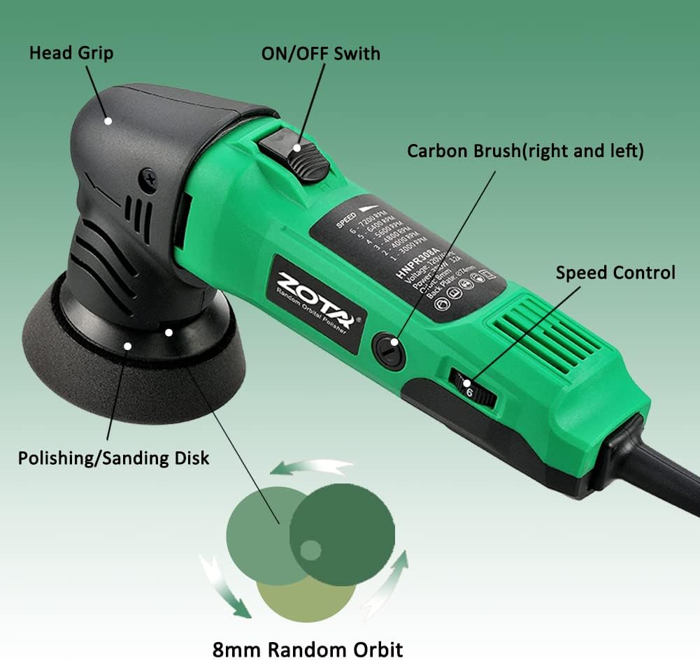 Mini Polisher, 2-inch/ 3inch Car Buffer Polisher with 8mm Random Orbital,Car Polishers and Buffers for Car