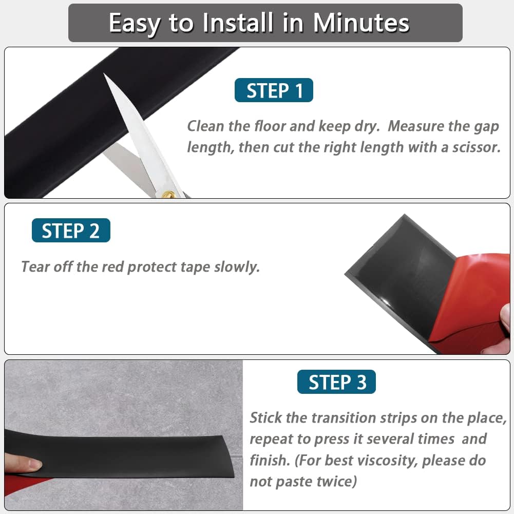 Vinyl Floor Transition Strip Self Adhesive 2" Wide, Pure Color
