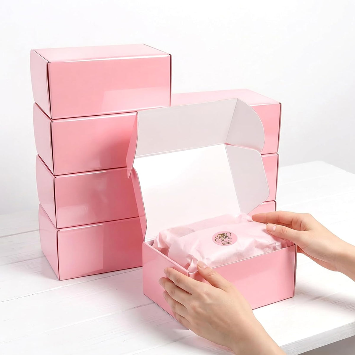 9"x6"x4" 30 Pack Shipping Boxes, Glossy Pink Corrugated Cardboard Mailing Boxes for Small Business Packaging