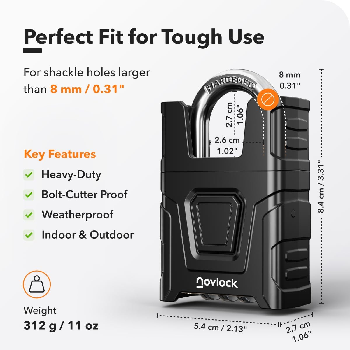 Heavy Duty Outdoor Combination Lock, Padlock with Shrouded Shackle | 0.31” Cut Resistant Protected Shackle