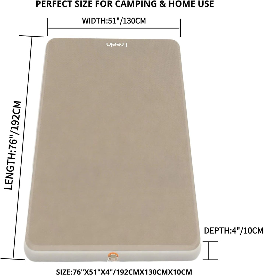 Camping Sleeping Pad Drop Stitch, Double 76" x 51"x4" | Waterproof Inflatable Air Mattress, 7 PSI Firm Support, Fast