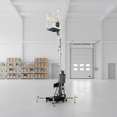 Electric Aluminum Alloy Single Mast Aerial Lift 8m–12m Vertical Maintenance Platform for Warehouse Facility Repair