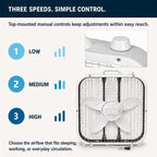 20-Inch Box Fan, 3 Quiet Speeds, 1,710 CFM, Floor or Window Use