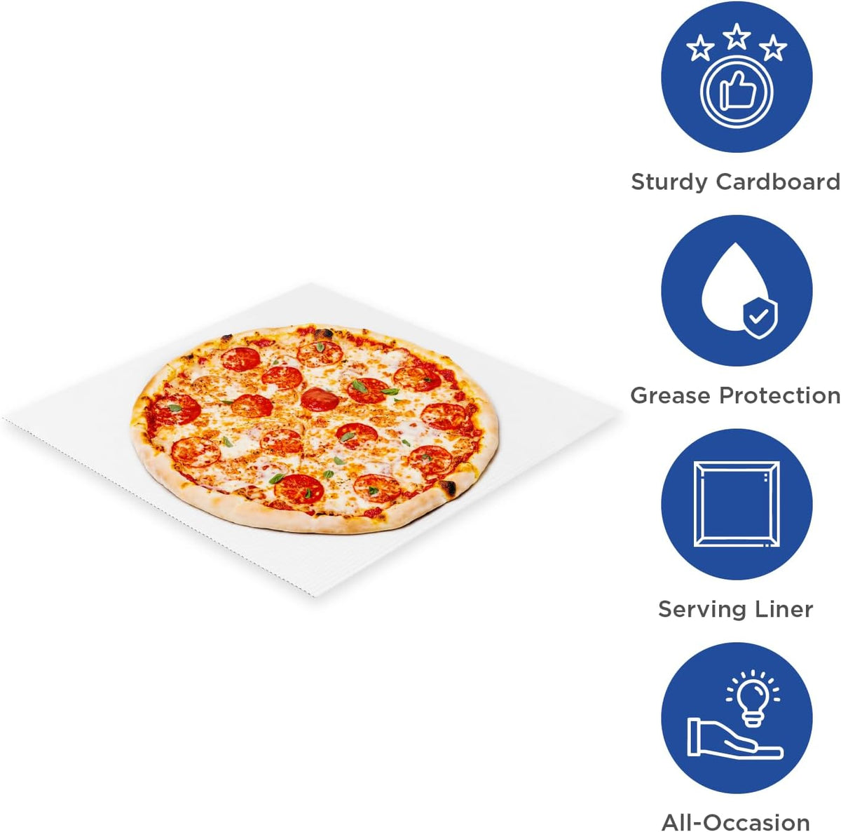 12 x 12 in Corrugated Pizza Pads, White Pizza Box Liners, 200ct