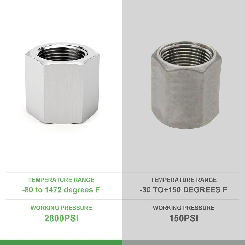 TAISHER 5PCS Forging of 316L SS Hex Coupling, 1/4" NPT Female Pipe Fitting