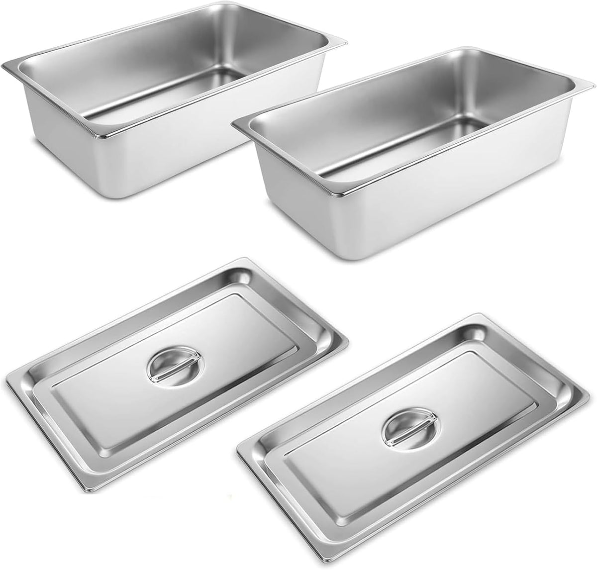 Hotel Pans with Lids 2 Pack 1/1 Size 6" Deep