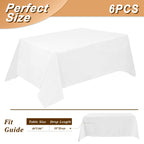 6 Pack 90 x 156 Inch Tablecloths Rectangle White Table Cover