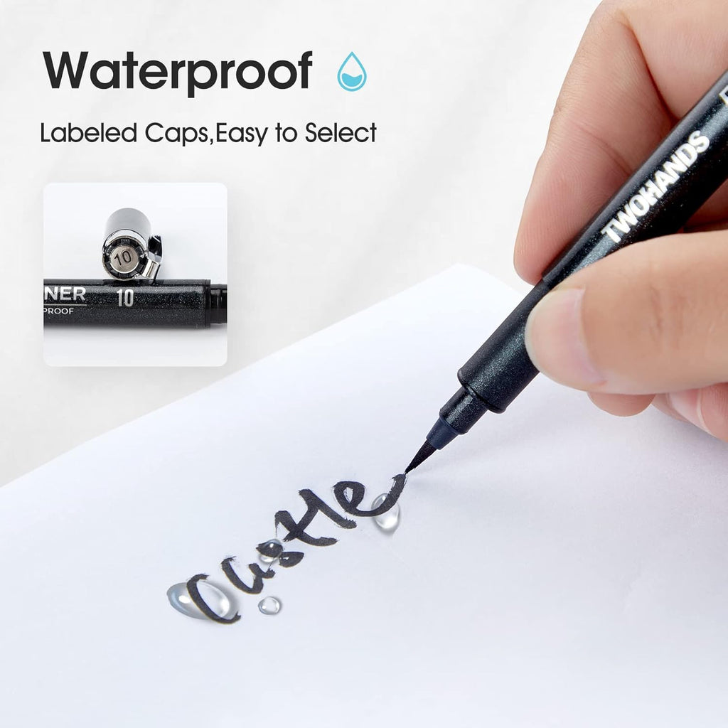 Art Pens,Fineliner Ink Pens,Set of 12 Technical Drawing pen,Pigment Pen,Fine Point,Black,Waterproof