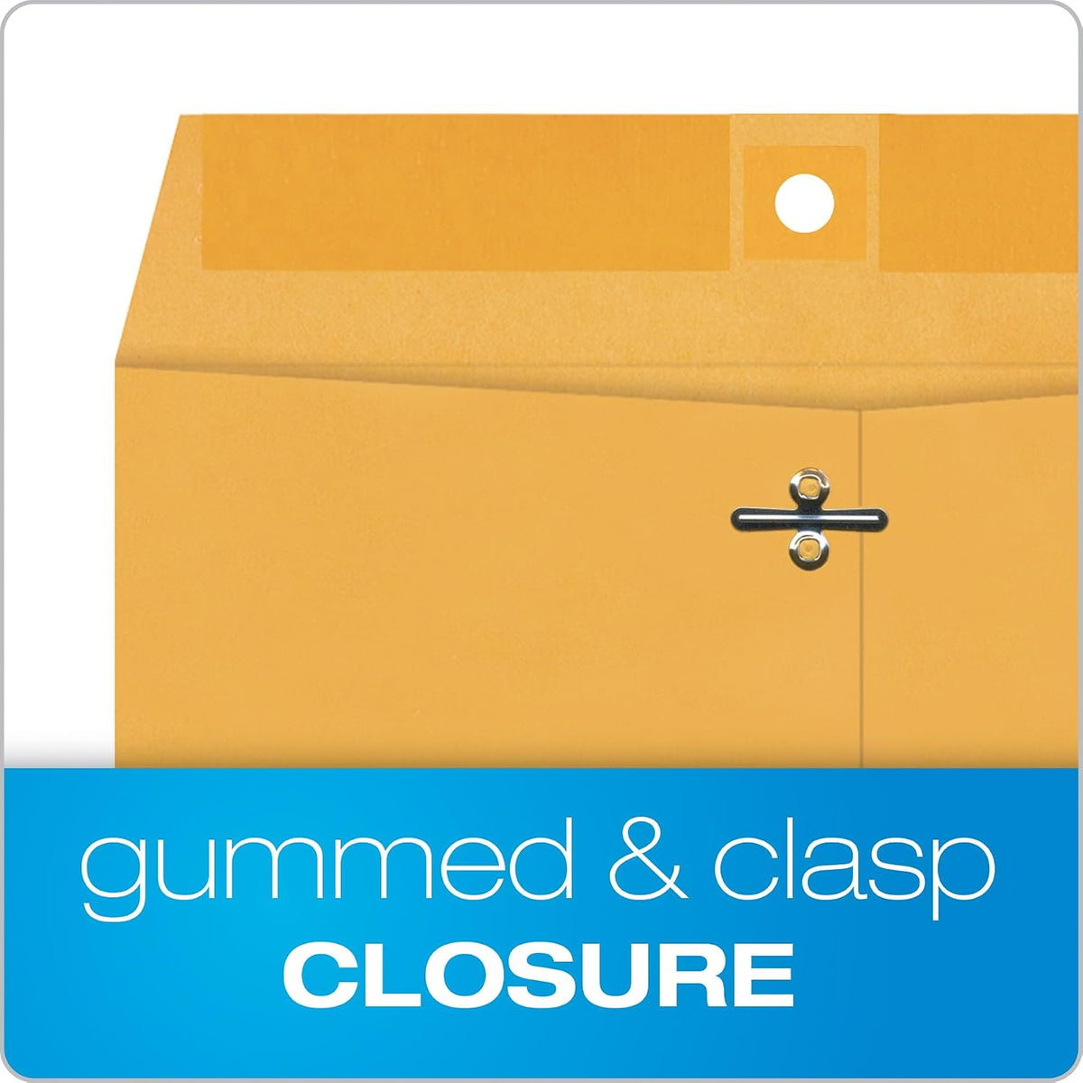 9 x 12 Clasp Envelopes with Deeply Gummed Flaps, Great for Filing, Storing or Mailing Documents, 28 lb Brown Kraft