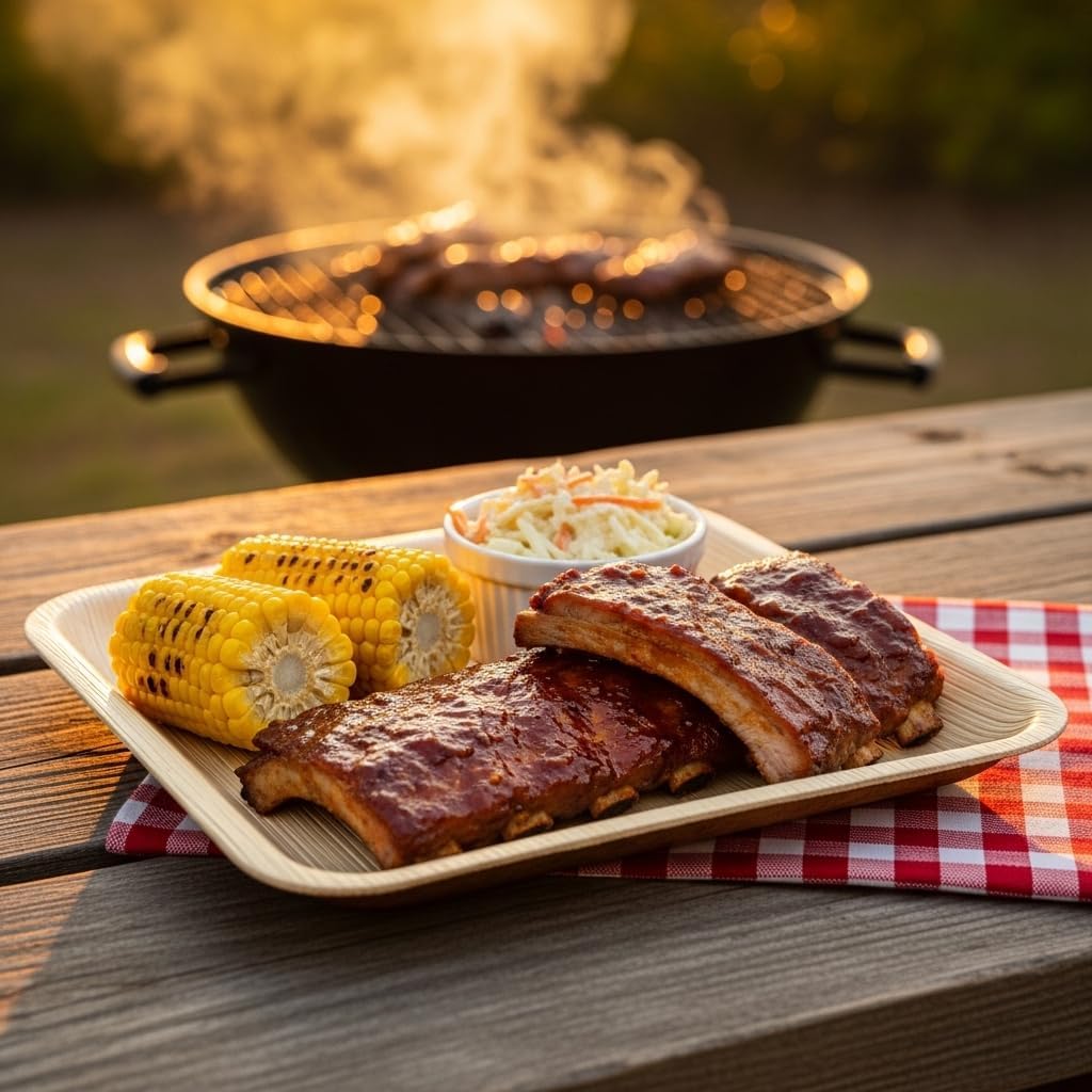 Raj Bamboo Plates Disposable, Decorative Compostable Tableware for wedding, Lunch, Dinner, Birthday, Camping, Outdoor
