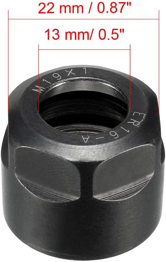 uxcell ER16-A(M19) Type Collet Clamping Hex Nuts for CNC Milling Chuck Holder Lathe