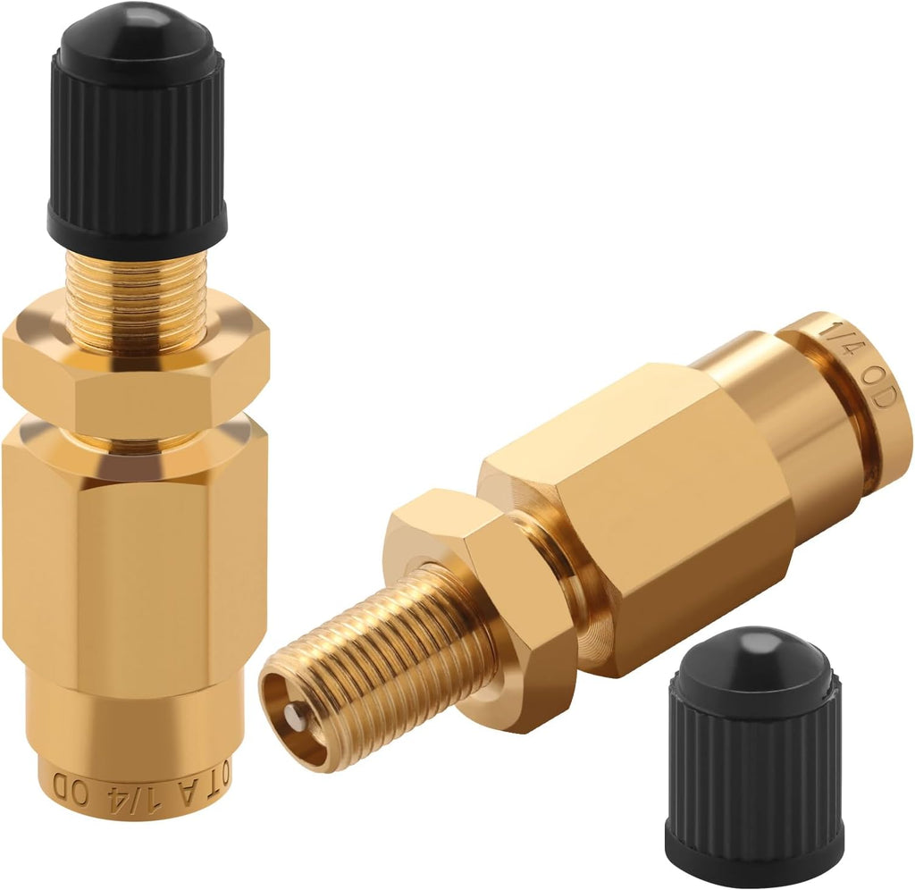 CheeMuii 2PCS 1/4" Brass DOT Inflation Schrader Valve DOT Push Lock Fitting