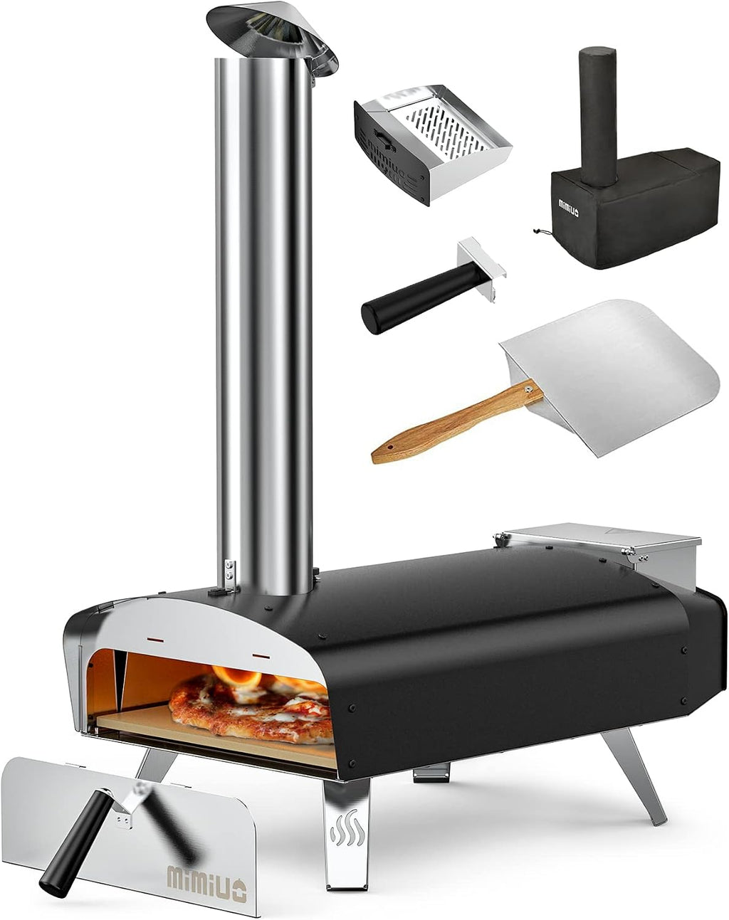 12" Wood Pellet Pizza Oven Outdoor 35 Lbs – 60 Sec Bake, Stone/Peel