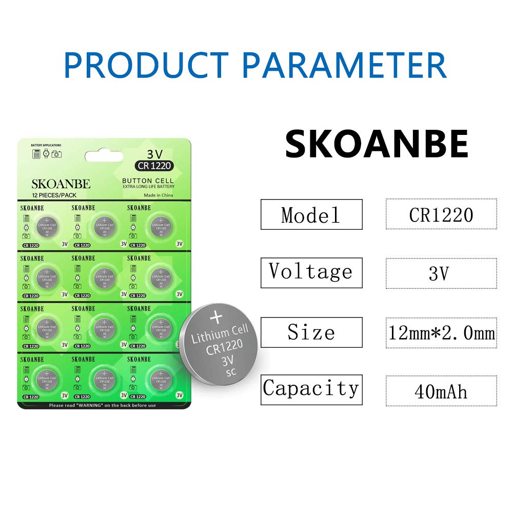 12PCS 1220 Button Coin Cell CR1220 Battery
