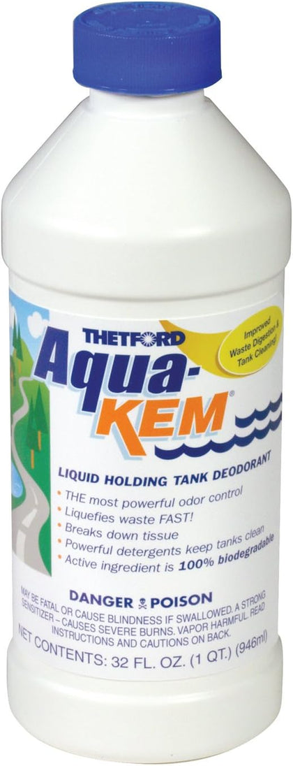 Aqua-KEM Original - RV Holding Tank Treatment - Deodorizer - Waste Digester - Cleaner - 32 oz - Thetford 09852