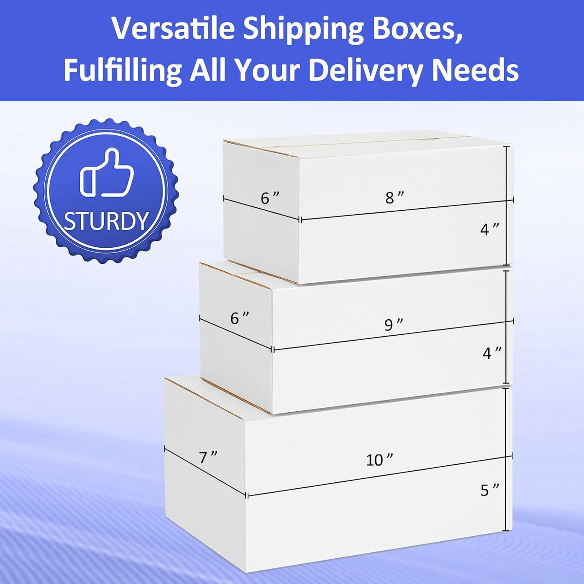 12 Pack Small Shipping Boxes Assorted Sizes, 8x6x4 & 9x6x4 & 10x7x5 4 PCS Each Small Boxes, White Corrugated Box