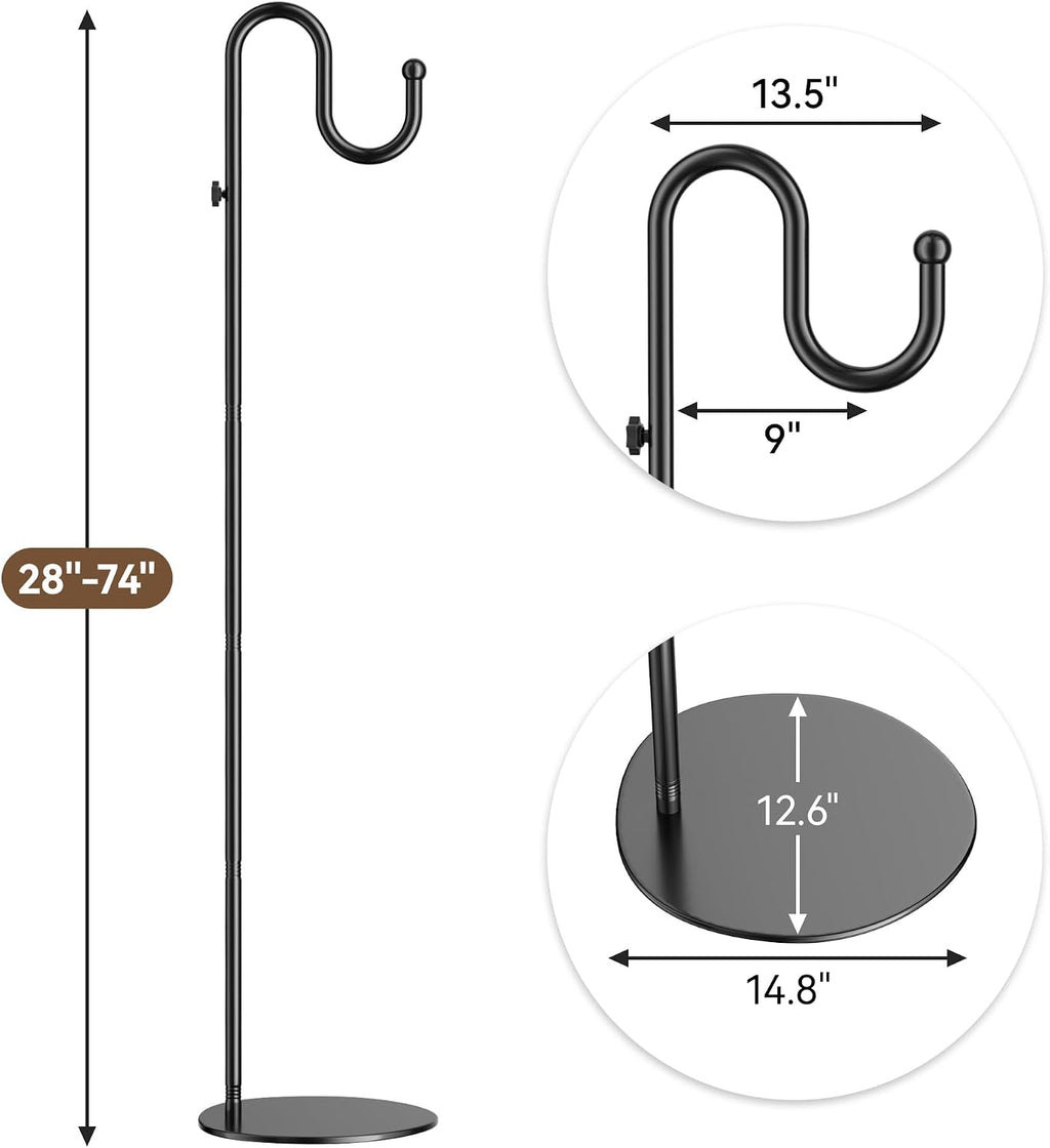 74" Shepherds Hook Stand: Hanging Bird Feeders, Wind Chimes, Plants