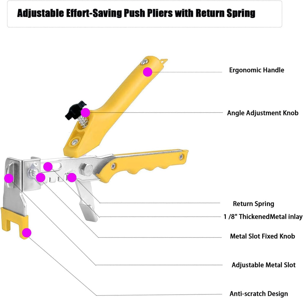 Tile Leveling System Kit with Plier, Tile Leveling Clips Tools for Floor and Wall Installation, Ceramic, Porcelain