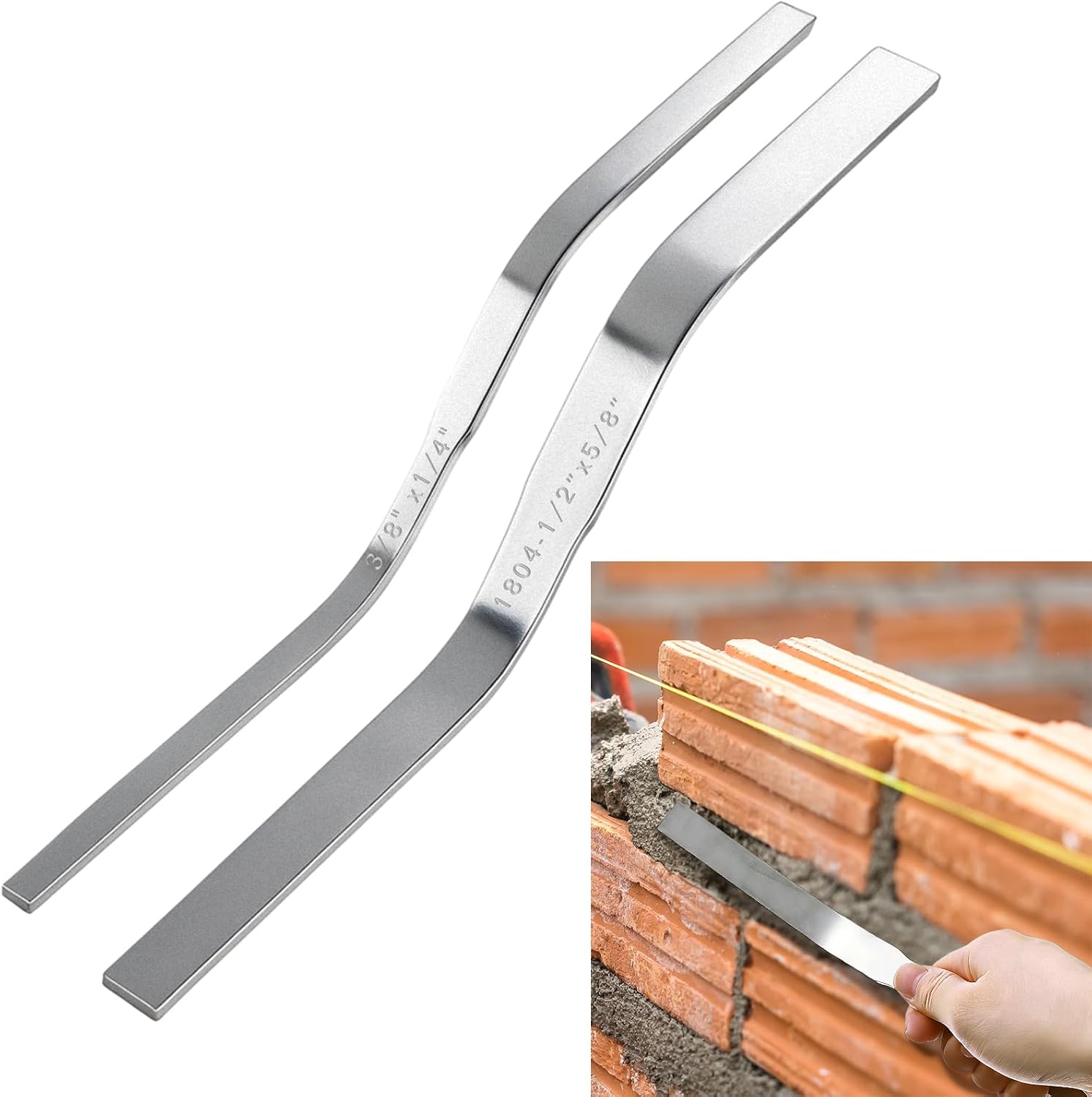 2 Pcs Double Ended Brick Jointer for Cement Pointing Trowel Masonry Tools Stainless Steel Tuck Pointing Tools