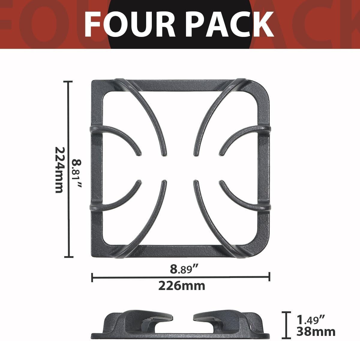 316202405 Gas Stove Burner Grates Replacement for Frigidaire Cast Iron4 Pcs