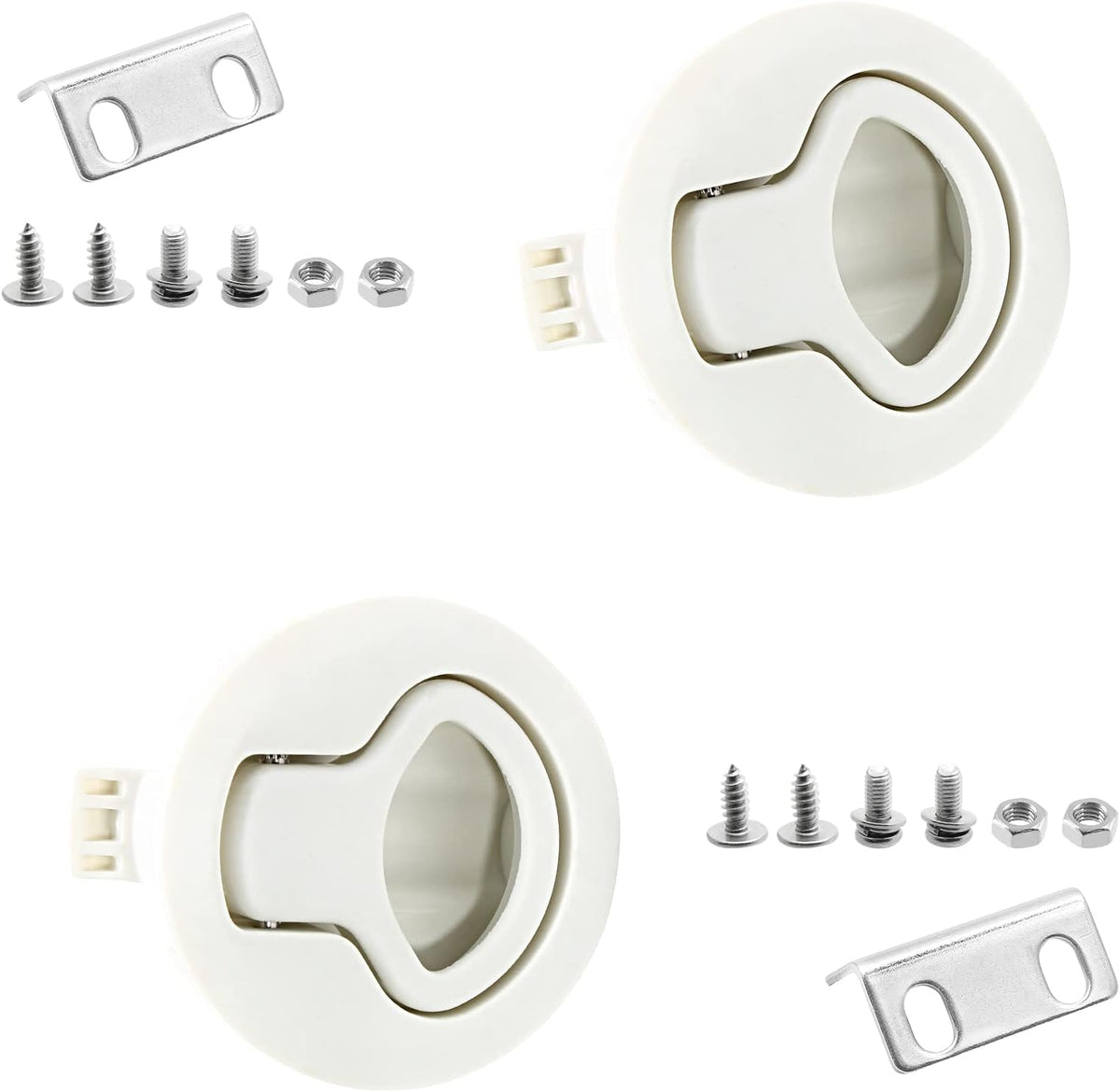 2 Pack 2 Inch Flush Pull Slam Latch, Plastic (White)