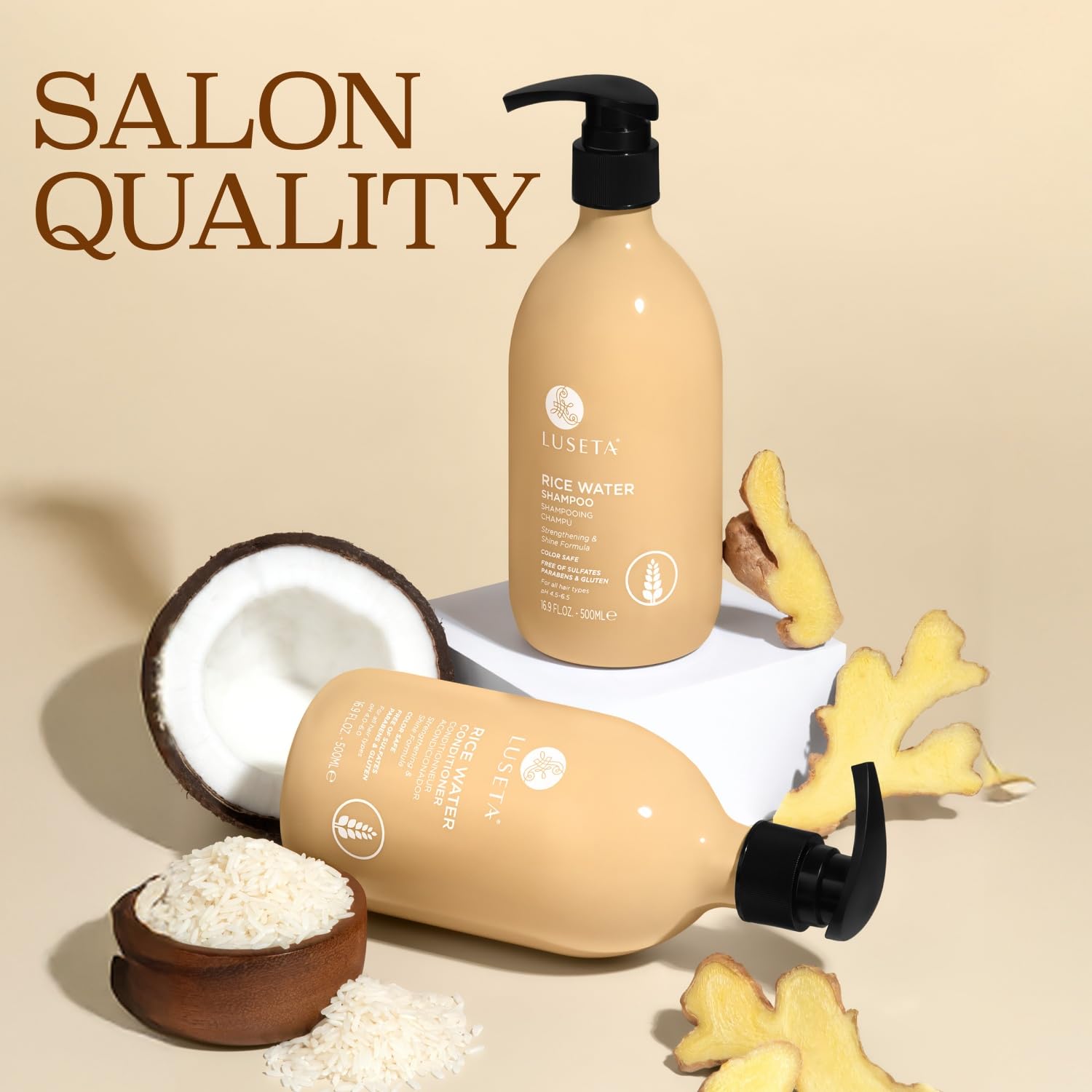 Rice Water Shampoo and conditioner Set Strengthening & Nourishing Revitalizes Shine for All Hair Types Hydrating &