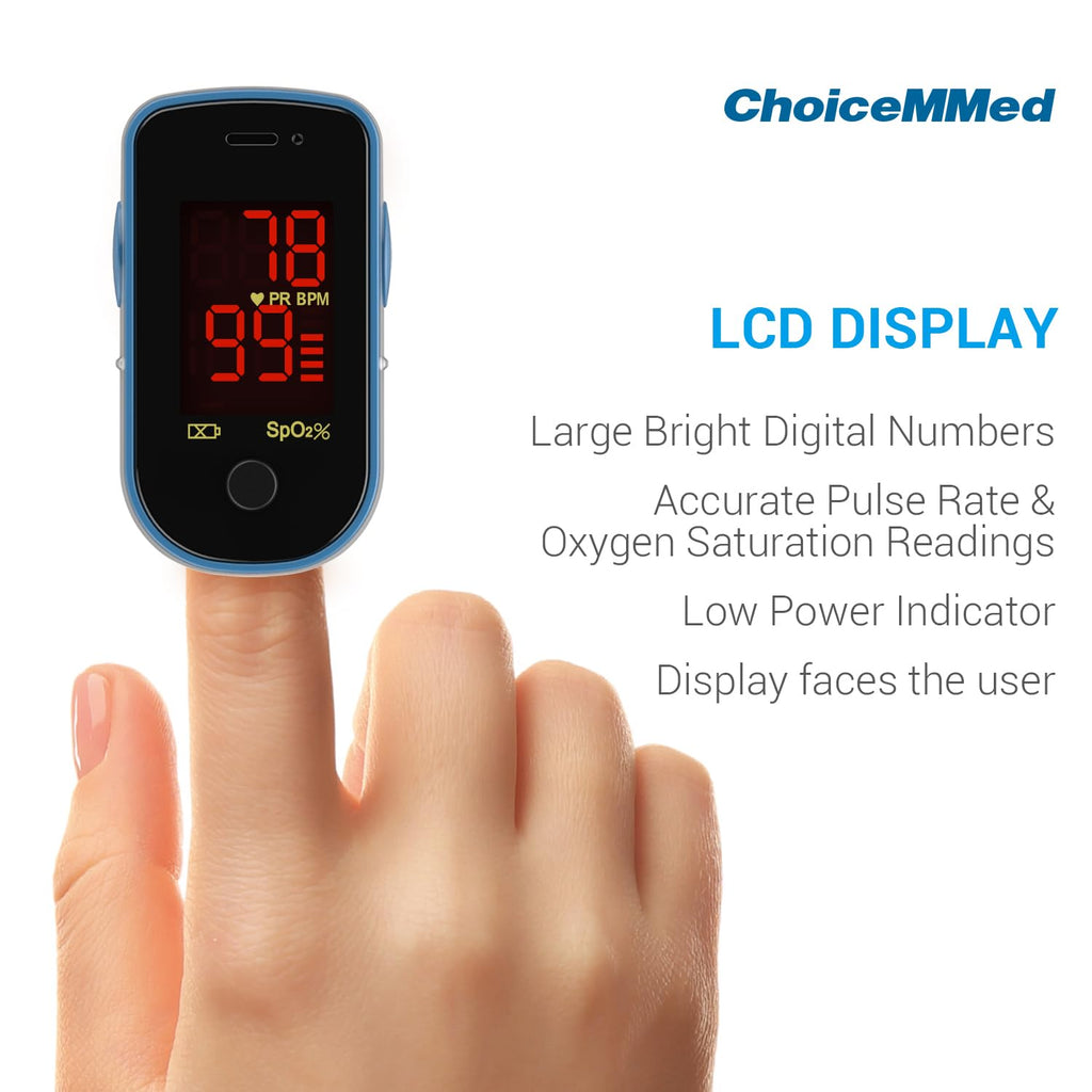 Finger Pulse Oximeter, Blood Oxygen Saturation Monitor, Fingertip O2 Sensor with LED Display, Pulse Rate Reader