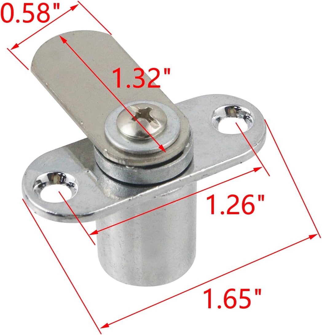 2PCS Zinc Alloy Cabinet Cam Lock Keyed Alike, Silver | 4/5" Cylinder Drawer Locks Hardware Secure Files Drawers RV
