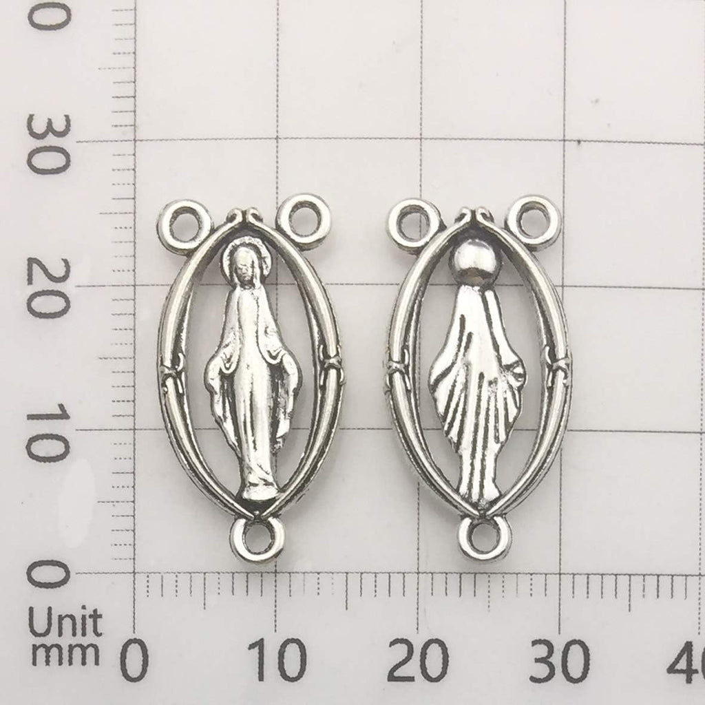 100g (60pcs) Antique Silver Cross Jesus Maria Our Lady Miraculous Centerpiece Crucifix Medal Charms Pendants for