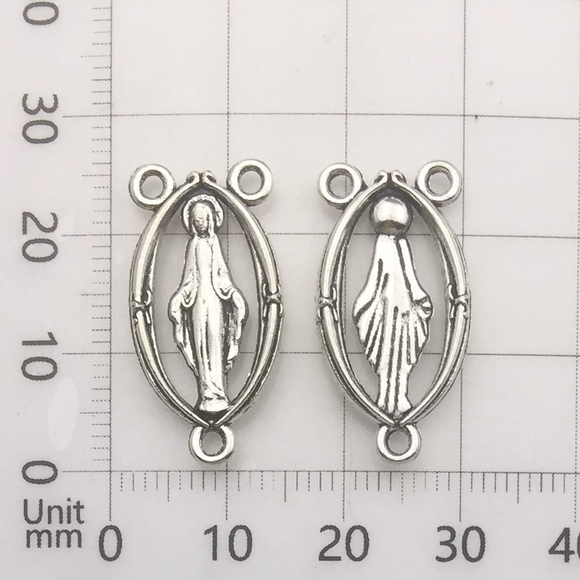100g (60pcs) Antique Silver Cross Jesus Maria Our Lady Miraculous Centerpiece Crucifix Medal Charms Pendants for