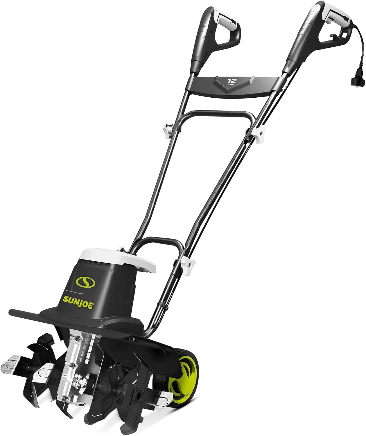 Corded Electric Garden Tiller & Cultivator with Steel Tines, 16 In, 12-Amp Motor - Heavy-Duty Tilling Machine and